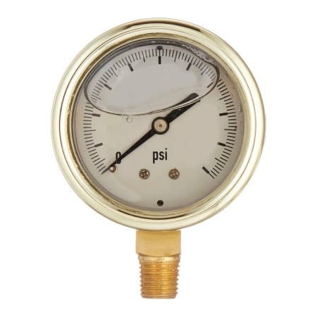 Engineered Specialty Products, Inc PIC Gauges 2.5" Forged Brass Pressure Gauge, 1/4" NPT, 0/200 PSI, Glycerine Filled, LM, 601L-254G